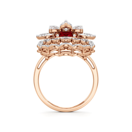 Royal Bloom Diamond & Ruby Cluster Ring