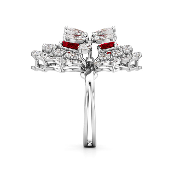 Royal Bloom Diamond & Ruby Cluster Ring