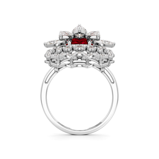 Royal Bloom Diamond & Ruby Cluster Ring
