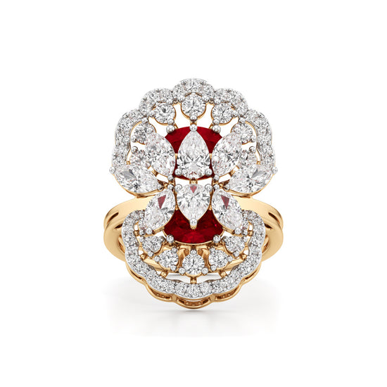 Royal Bloom Diamond & Ruby Cluster Ring