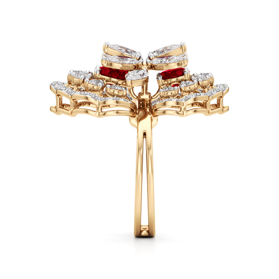 Royal Bloom Diamond & Ruby Cluster Ring