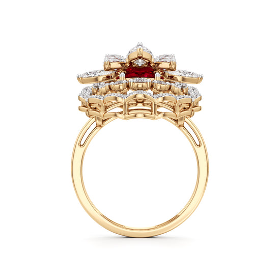 Royal Bloom Diamond & Ruby Cluster Ring