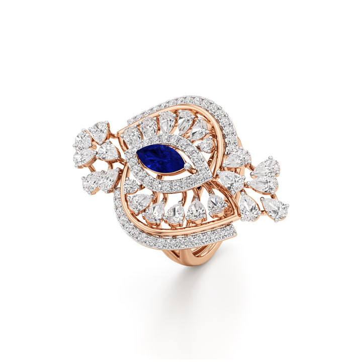 Celestial Dewdrop Sapphire Ring