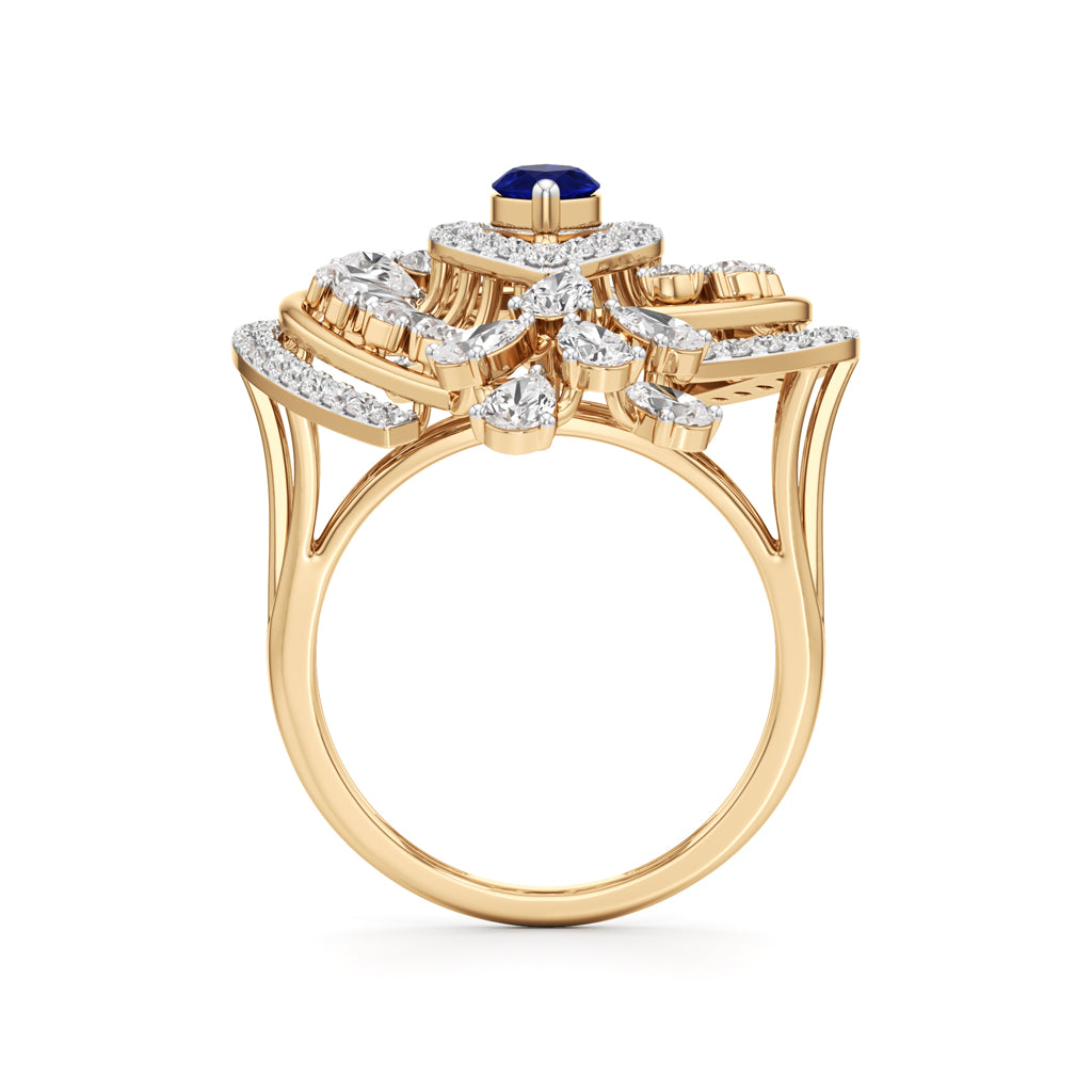 Celestial Dewdrop Sapphire Ring