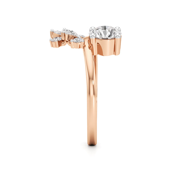 Round Diamond Ring with Marquise Starburst Ring