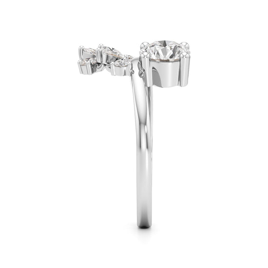 Round Diamond Ring with Marquise Starburst Ring