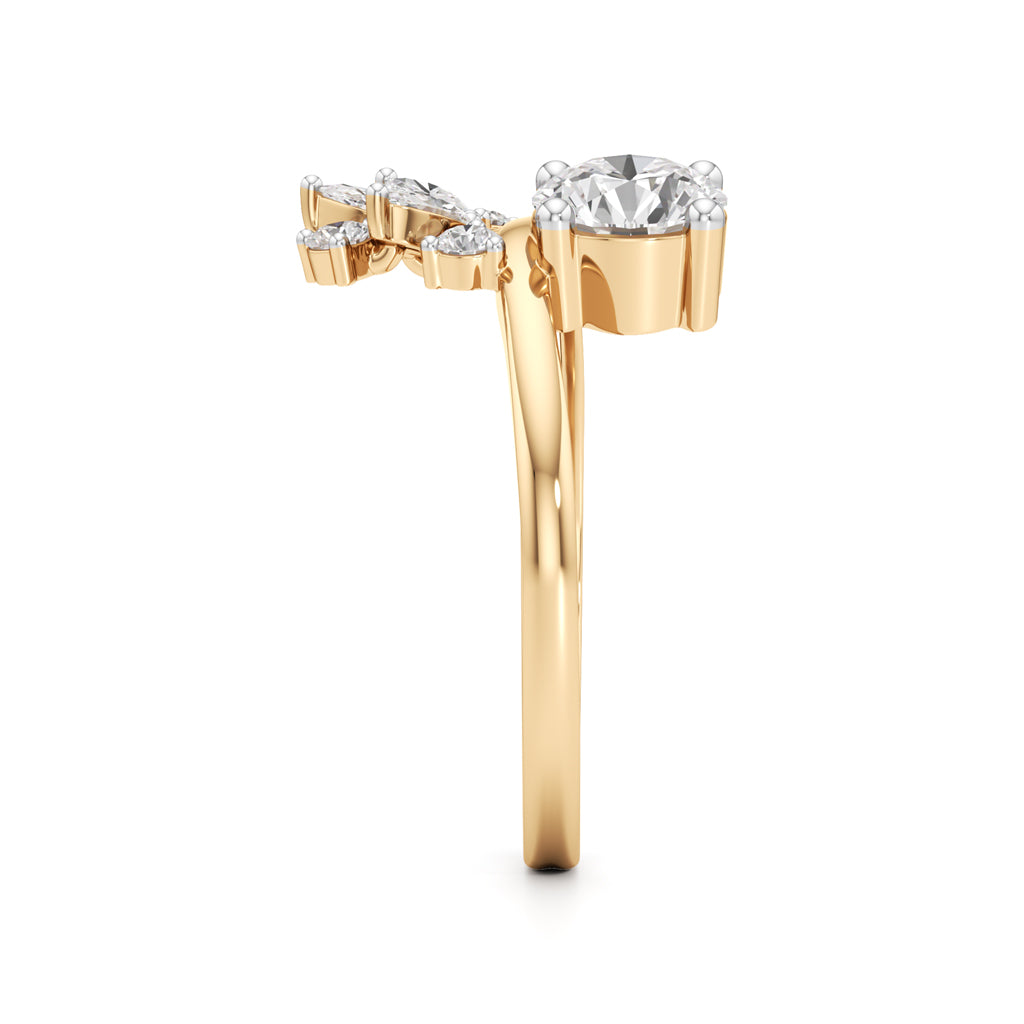 Round Diamond Ring with Marquise Starburst Ring