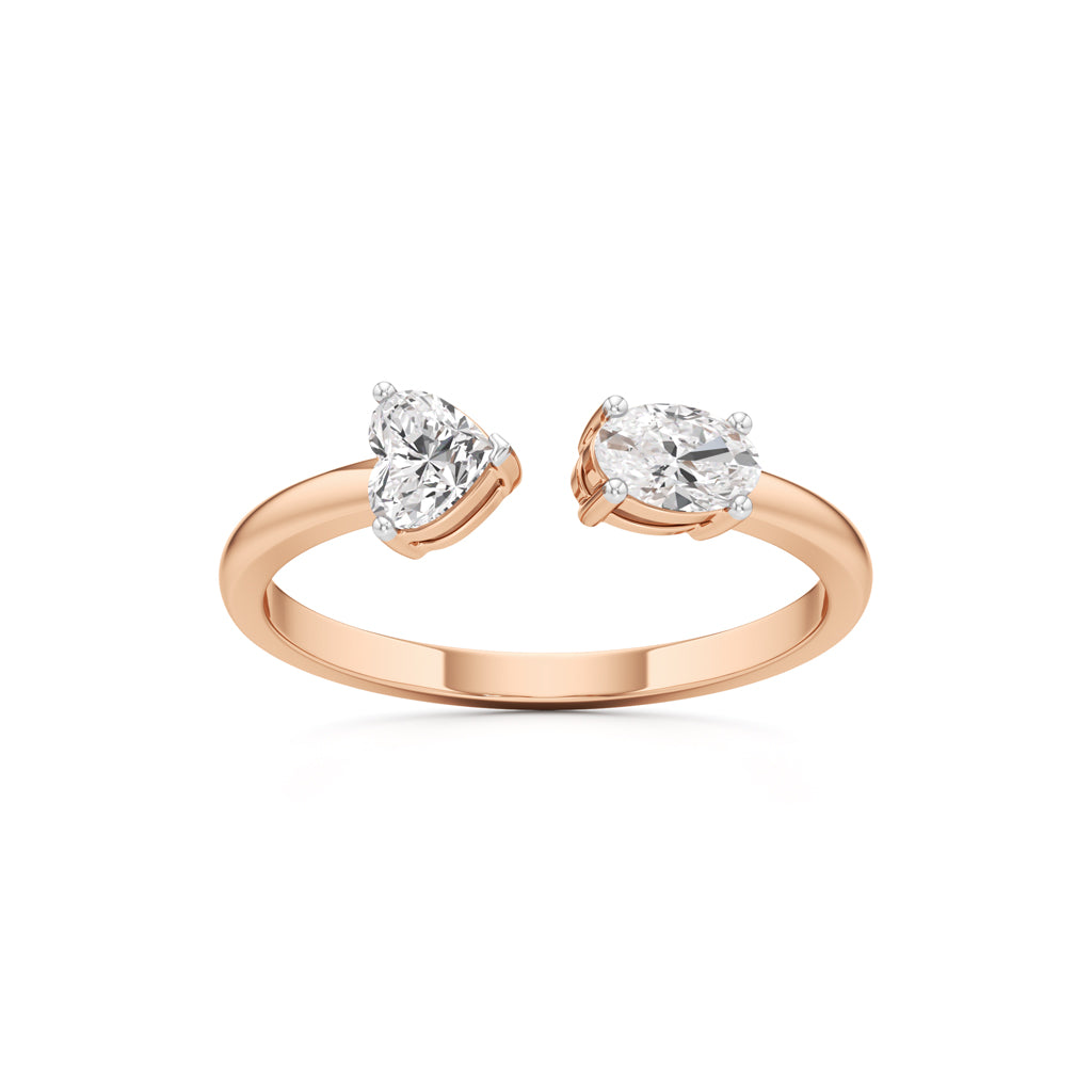 Heart and Pear Diamond Open Ring
