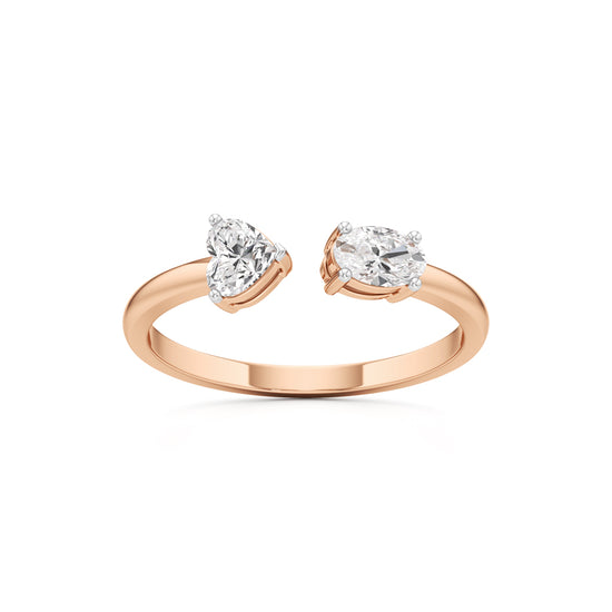Heart and Pear Diamond Open Ring