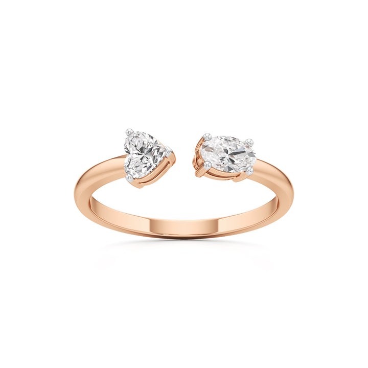 Heart and Pear Diamond Open Ring