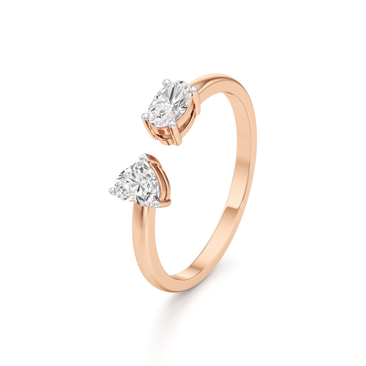 Heart and Pear Diamond Open Ring