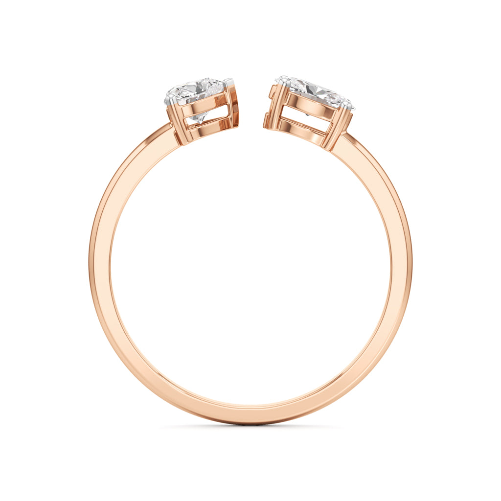 Heart and Pear Diamond Open Ring