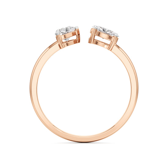 Heart and Pear Diamond Open Ring