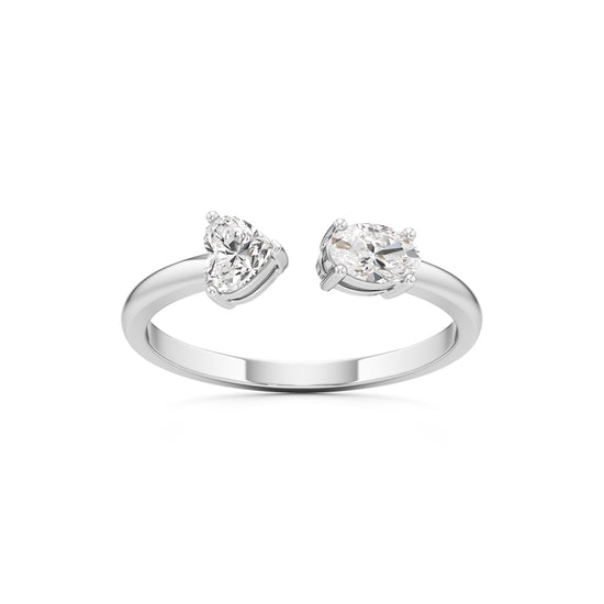 Heart and Pear Diamond Open Ring