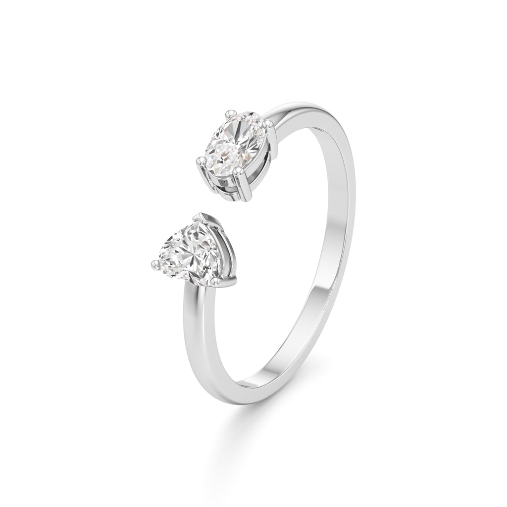 Heart and Pear Diamond Open Ring