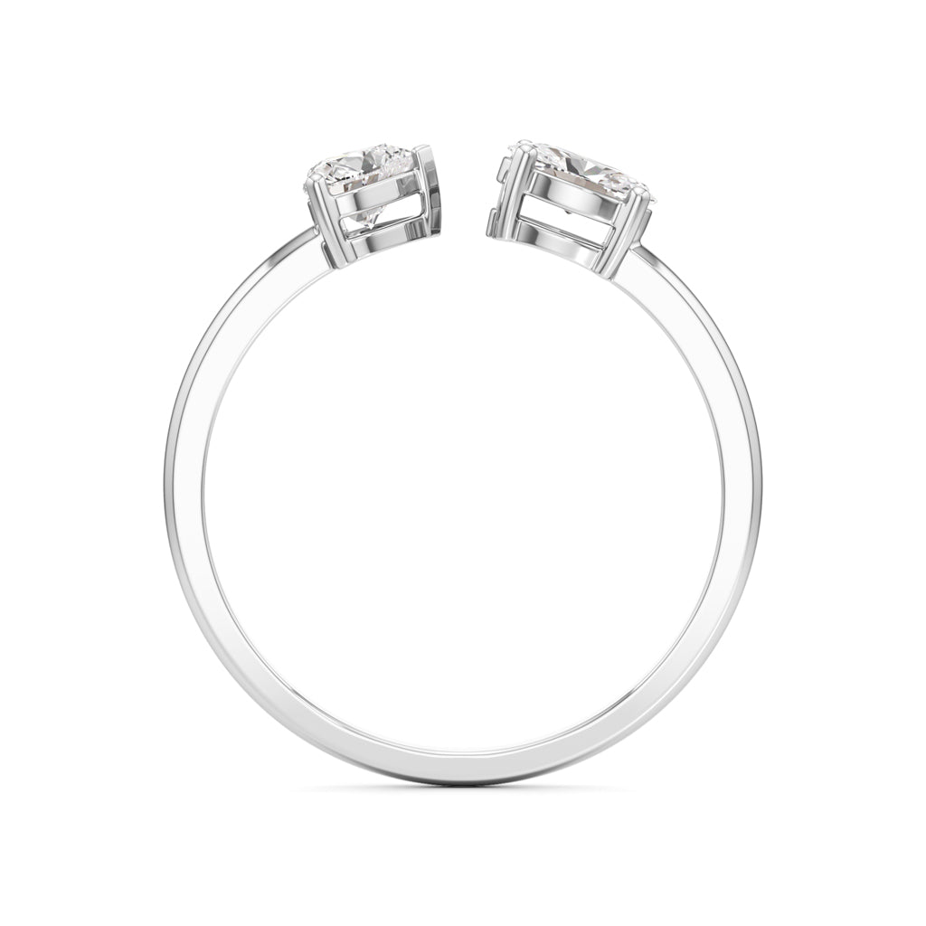 Heart and Pear Diamond Open Ring
