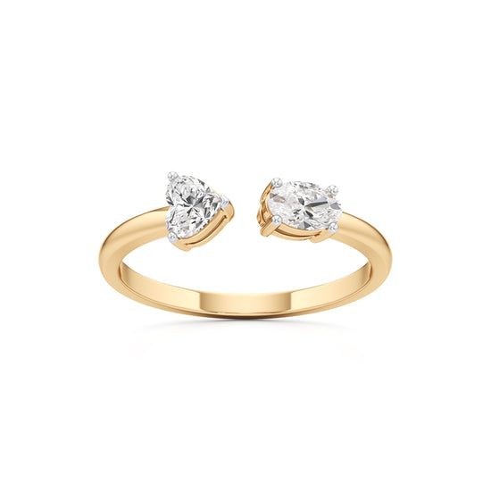 Heart and Pear Diamond Open Ring