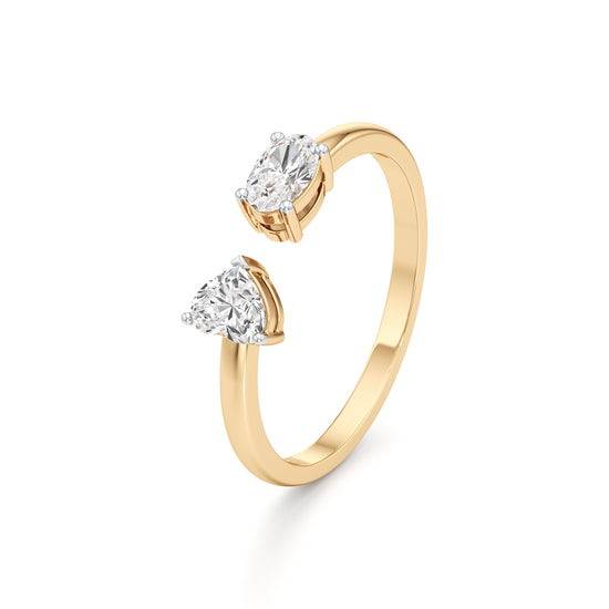 Heart and Pear Diamond Open Ring