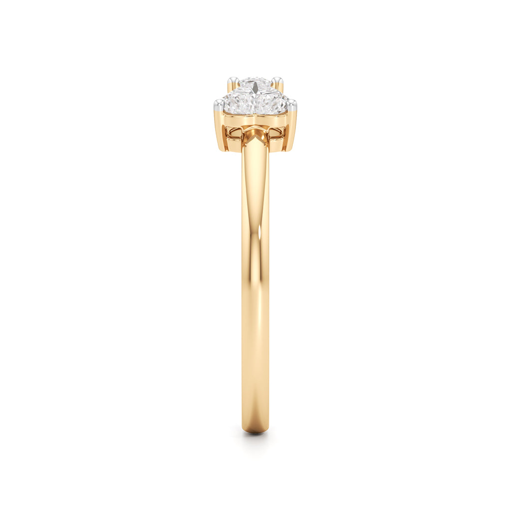 Heart and Pear Diamond Open Ring