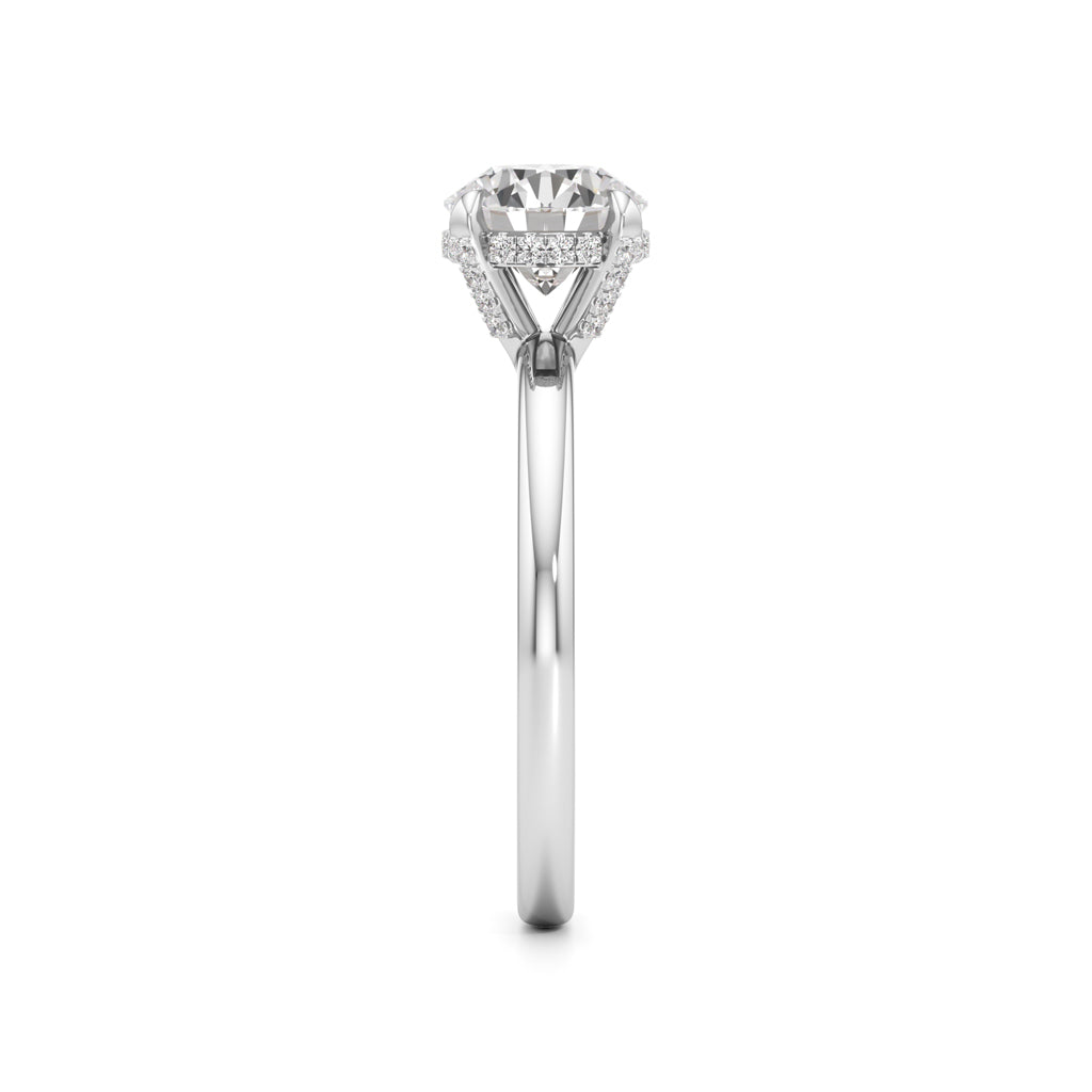 Elevated Diamond  Set Solitaire Ring