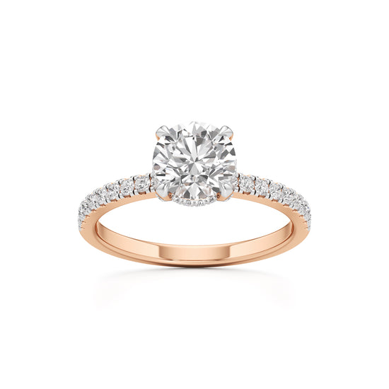 Round Solitaire with Double Encrusted Ring