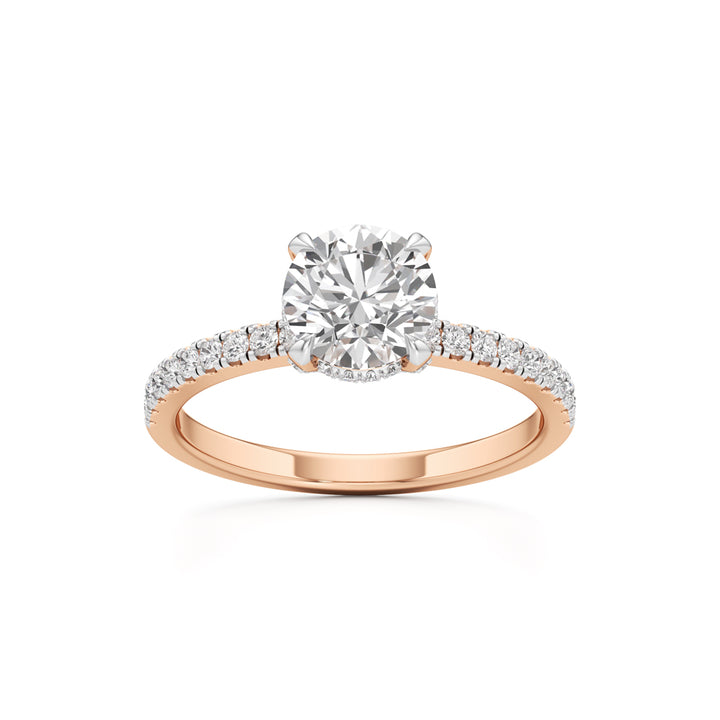 Round Solitaire with Double Encrusted Ring