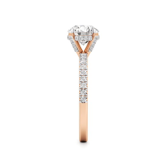 Round Solitaire with Double Encrusted Ring