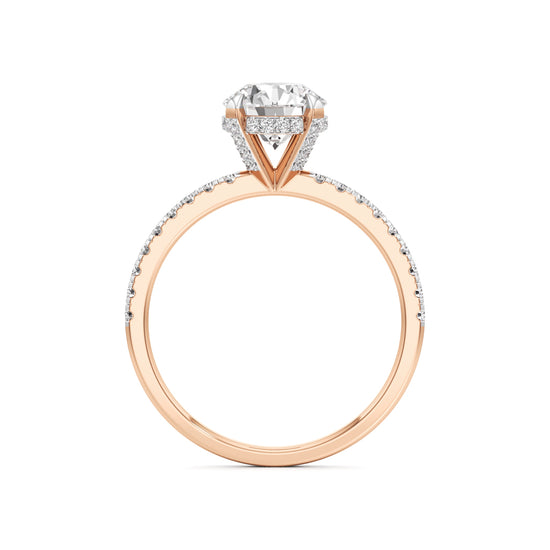 Round Solitaire with Double Encrusted Ring
