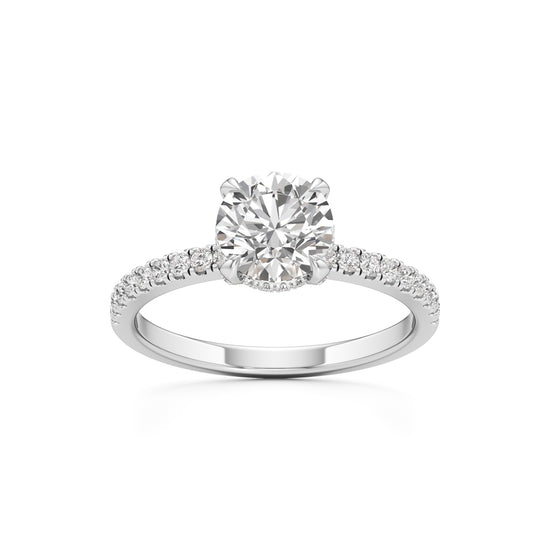 Round Solitaire with Double Encrusted Ring
