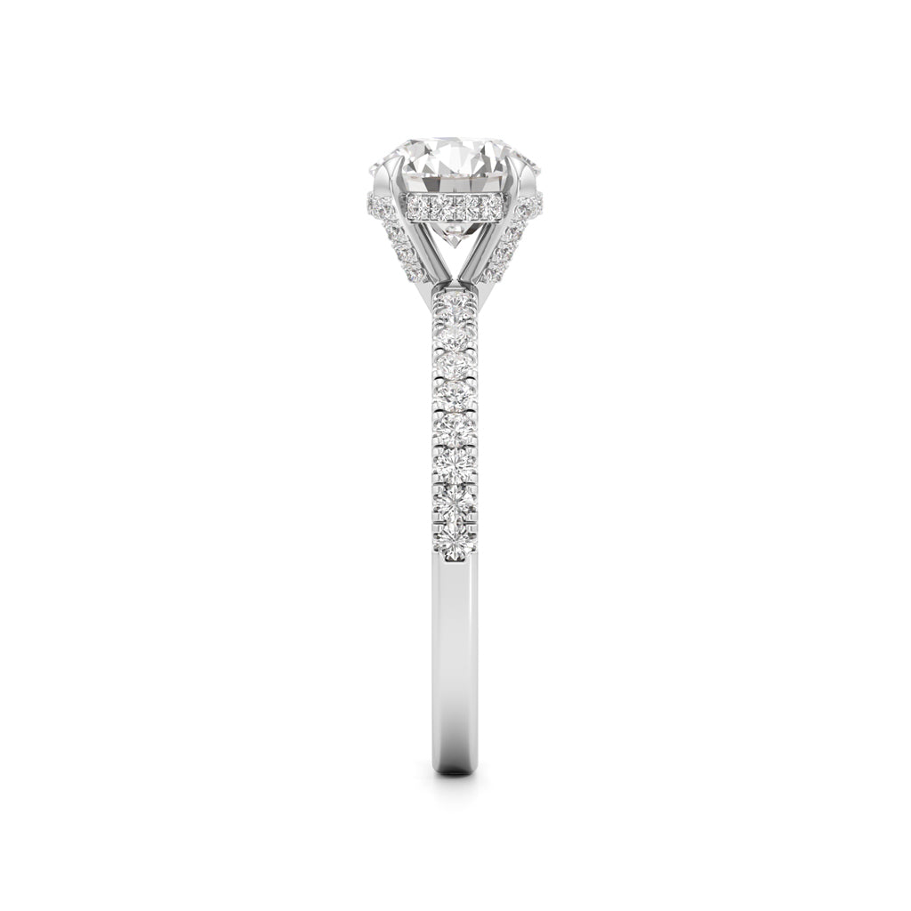 Round Solitaire with Double Encrusted Ring