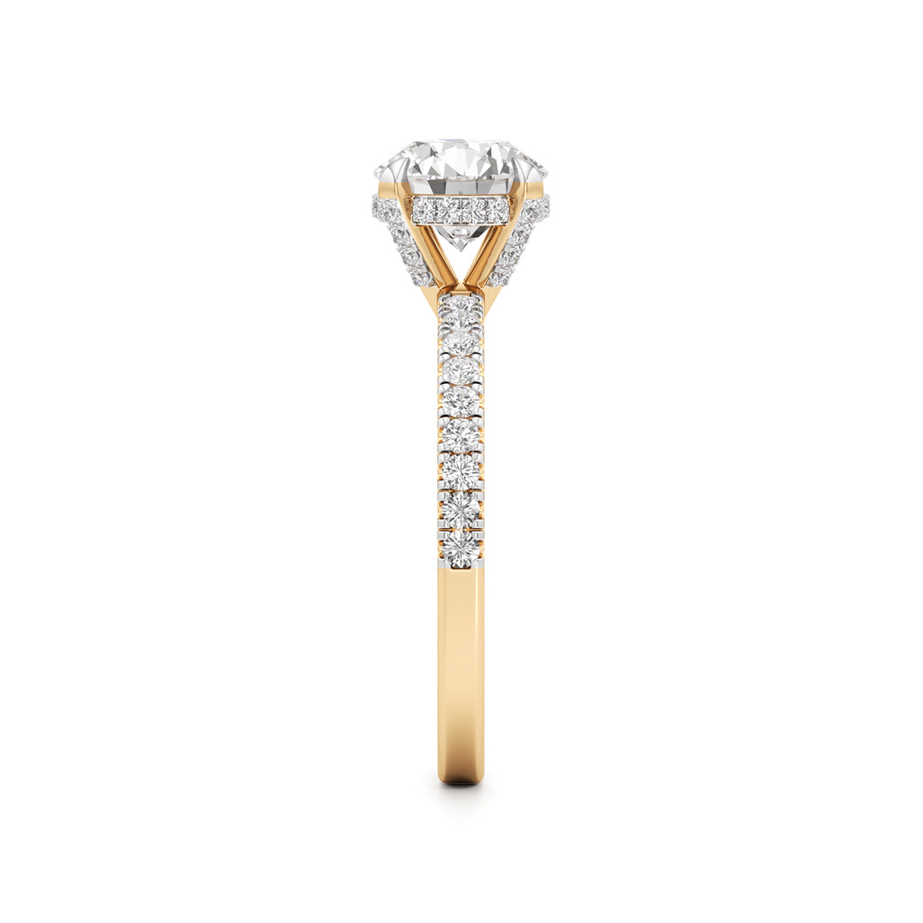 Round Solitaire with Double Encrusted Ring
