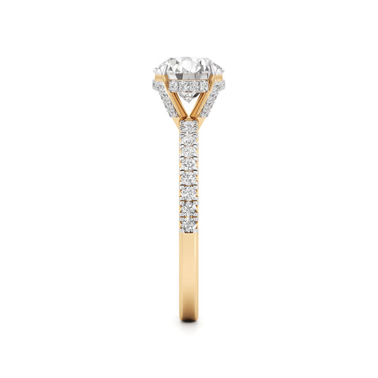 Round Solitaire with Double Encrusted Ring