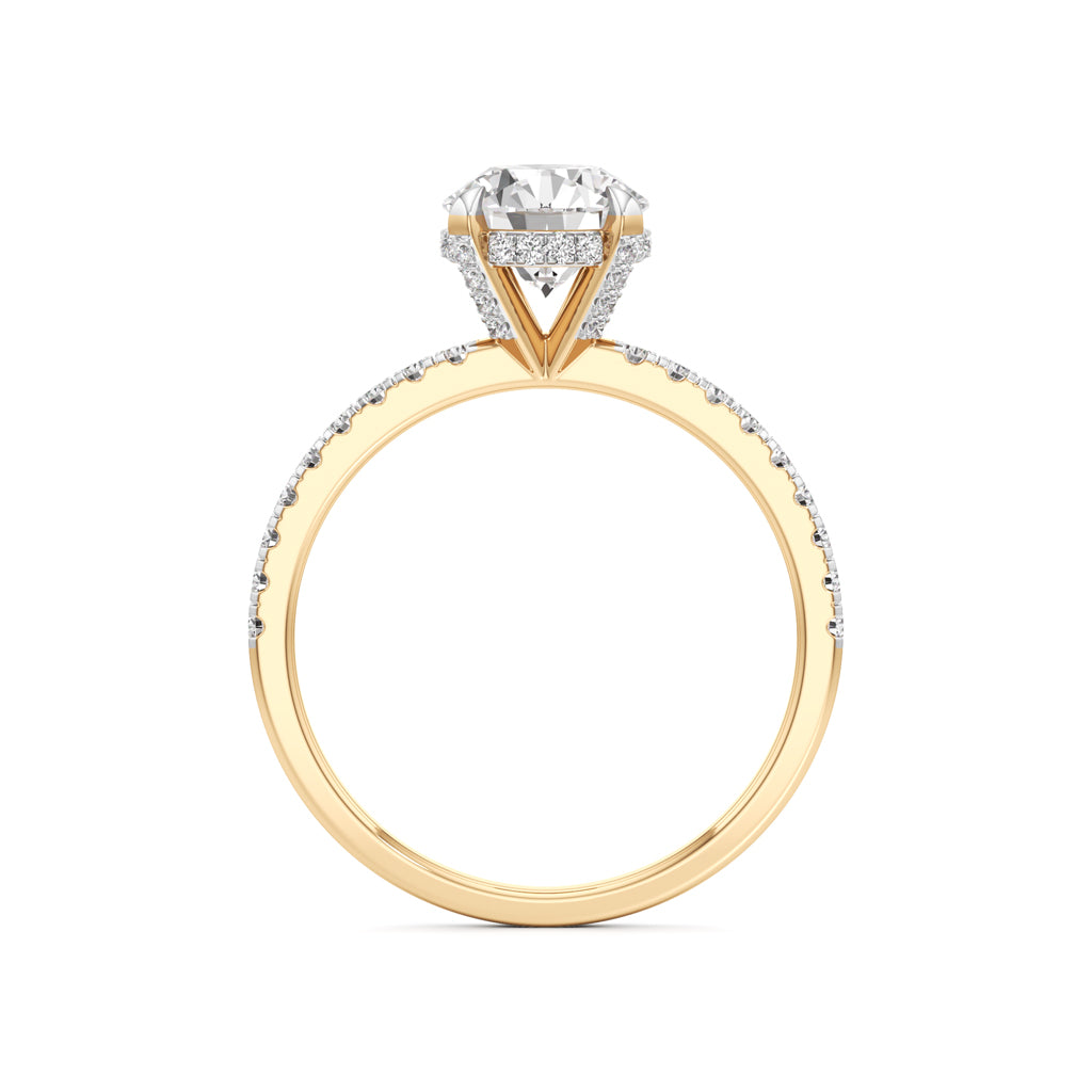 Round Solitaire with Double Encrusted Ring