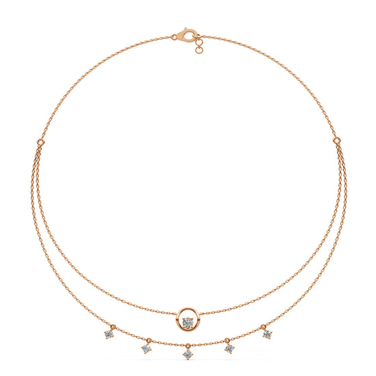 Layered Diamond Necklace with Ring Motif