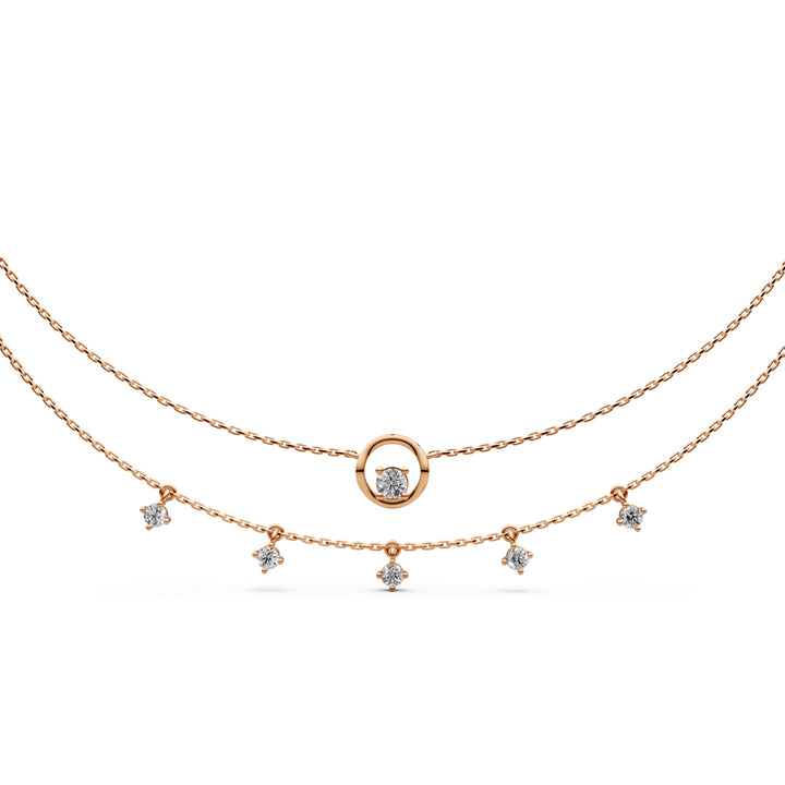 Layered Diamond Necklace with Ring Motif