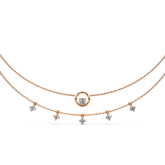 Layered Diamond Necklace with Ring Motif