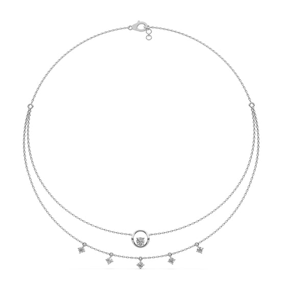 Layered Diamond Necklace with Ring Motif