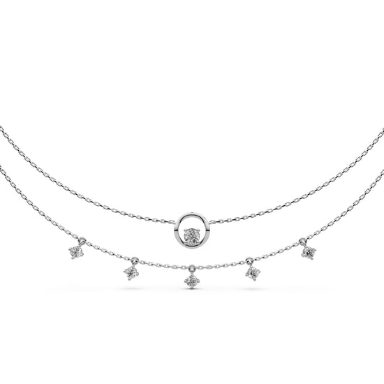 Layered Diamond Necklace with Ring Motif