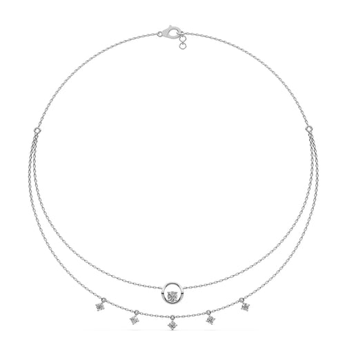 Layered Diamond Necklace with Ring Motif