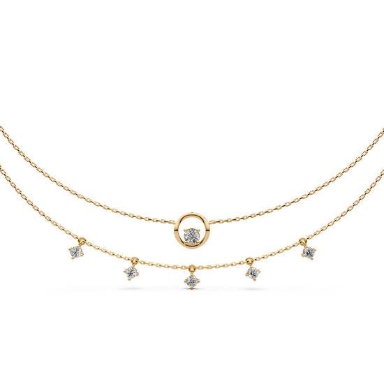 Layered Diamond Necklace with Ring Motif