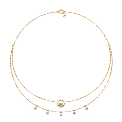 Layered Diamond Necklace with Ring Motif