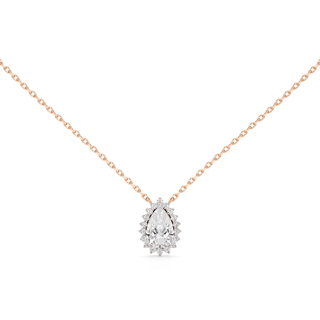 Florine Flourish Pear Cut Halo Pendant