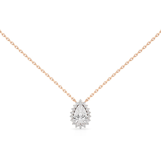 Florine Flourish Pear Cut Halo Pendant