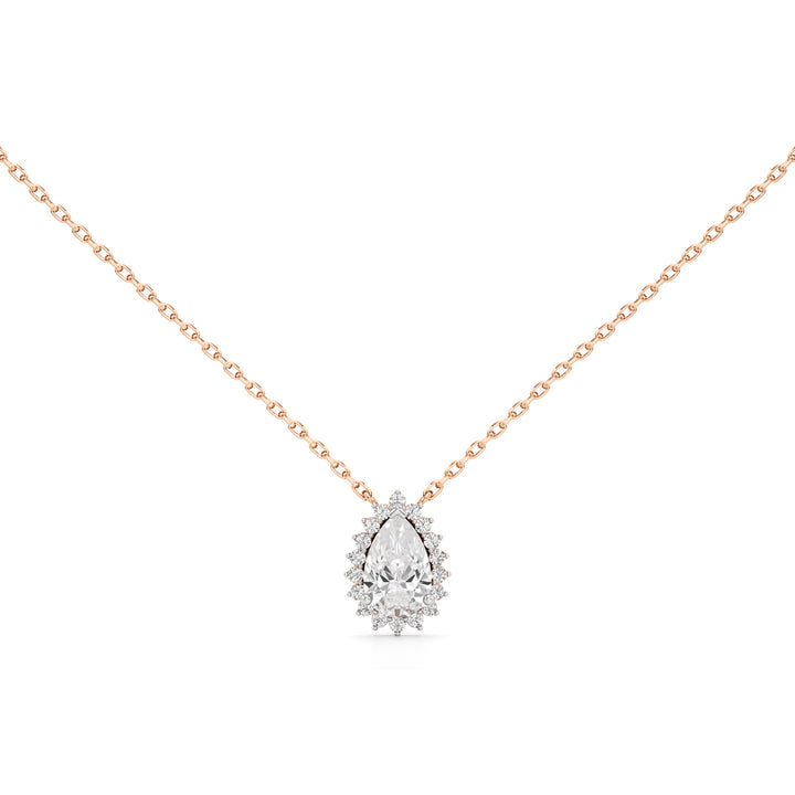 Florine Flourish Pear Cut Halo Pendant
