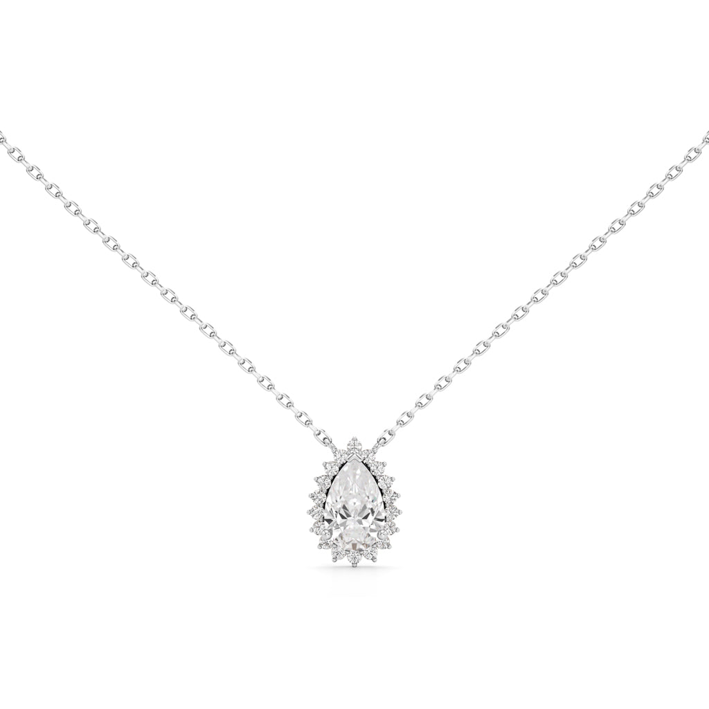 Florine Flourish Pear Cut Halo Pendant