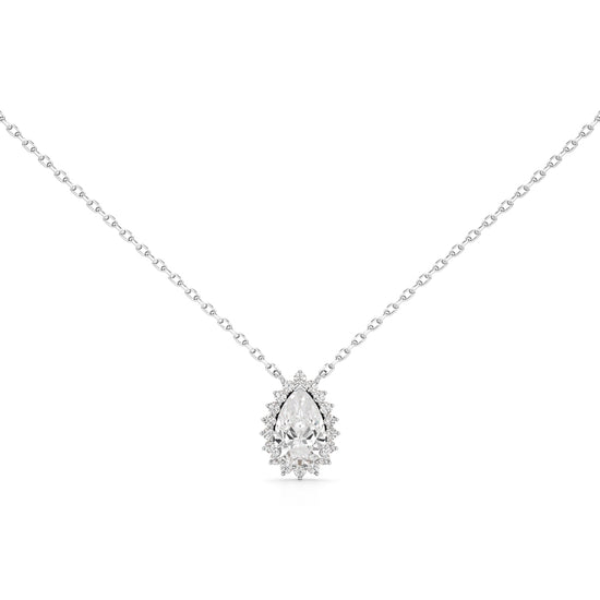 Florine Flourish Pear Cut Halo Pendant
