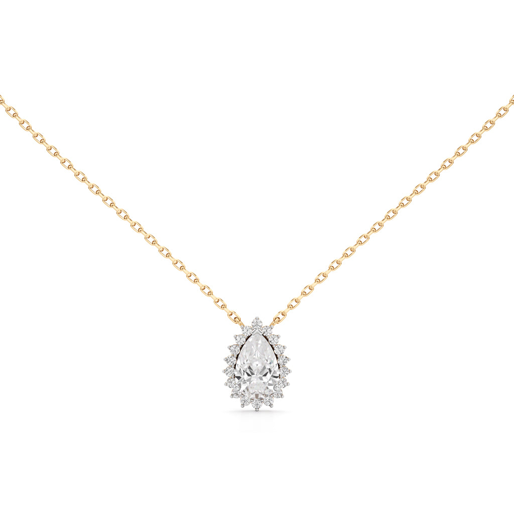 Florine Flourish Pear Cut Halo Pendant
