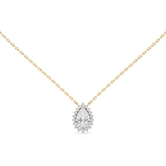 Florine Flourish Pear Cut Halo Pendant