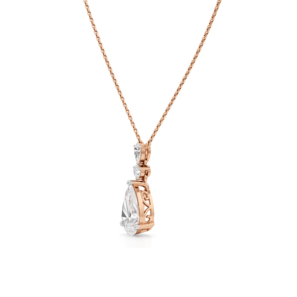 Hera 3.75Ct Three Prong Pear Cut Fancy Pendant