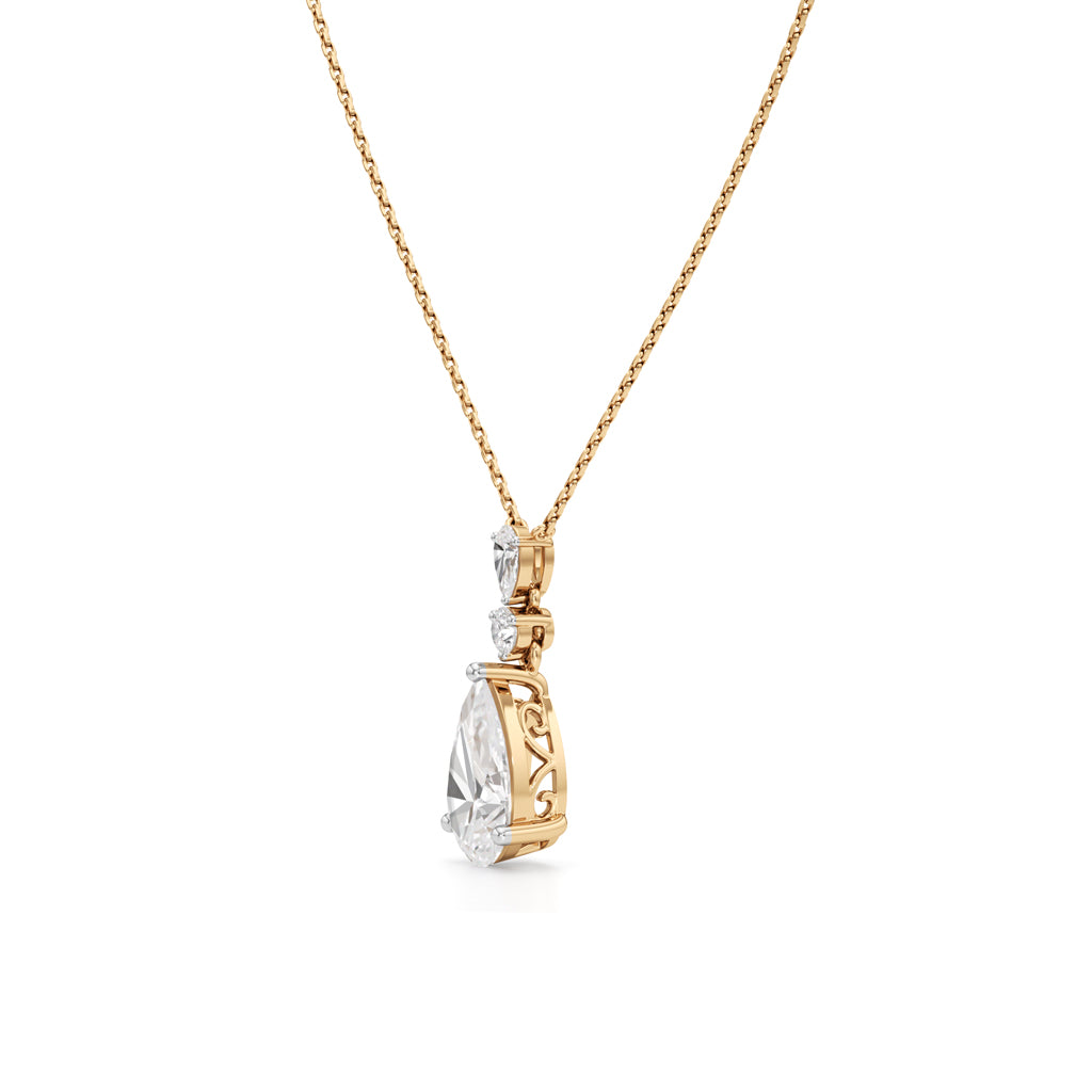 Hera 3.75Ct Three Prong Pear Cut Fancy Pendant
